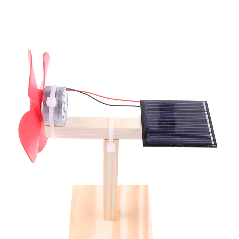 Science Toy Mini Solar Fan DIY Model Kit Wooden Students Physics Educational Toy