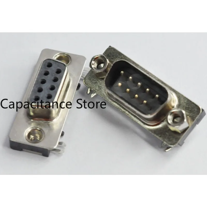 10PCS DB9/Male Female Sinking Plate 9-pin/9-hole interface SMT ultra-thin SMD in-line plug-in db9  socket