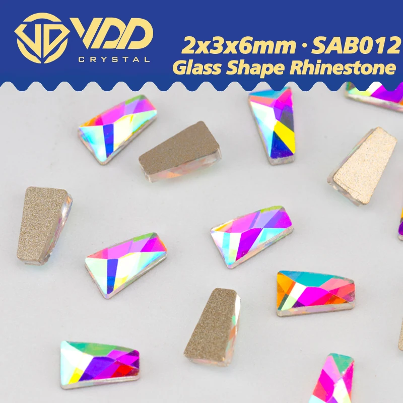 VDD 2x3x6mm 100/500/1440 Stück Form Glas Kristall Strasssteine Farbe AB Flache Rückseite Glitzer DIY Nagelkunst Dekorationen SAB12 – Detail 2