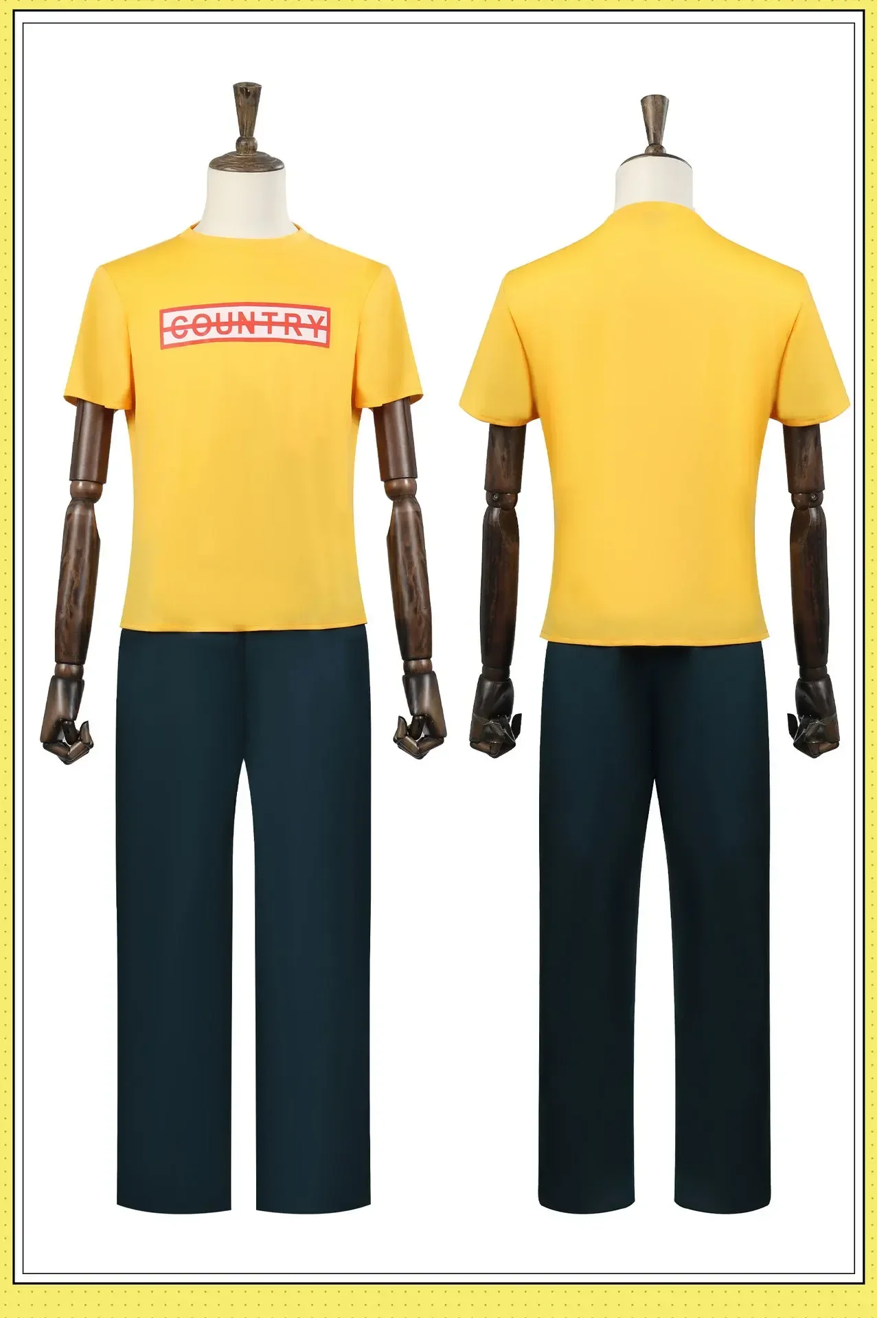 أزياء كوسبلاي ساكاموتو القلقاس التأثيرية أنيمي ساكاموتو أيام تي شيرت أصفر المئزر الأخضر نظارات السراويل زي حفلة الهالوين للإعلان