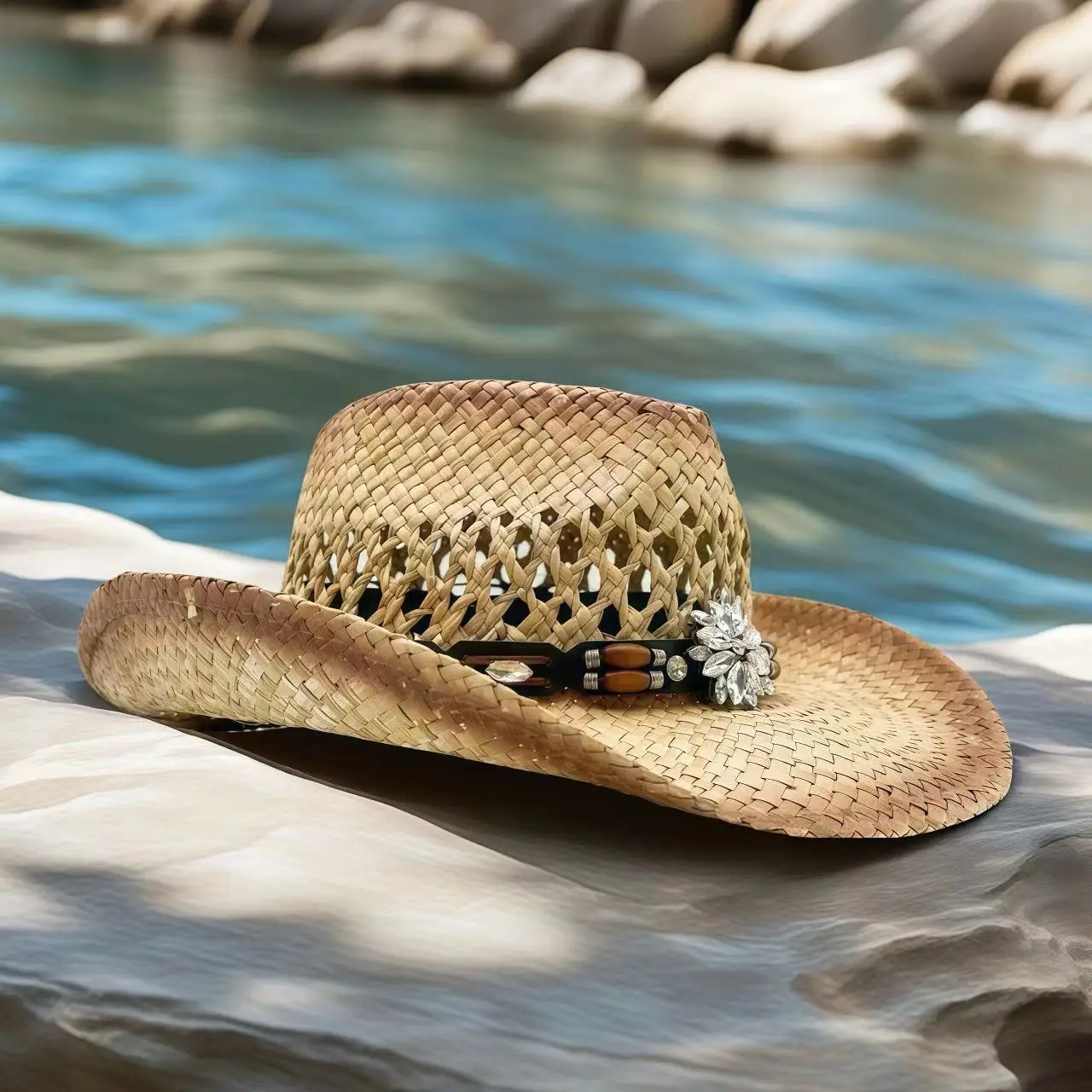 قبعة أزياء الهالوين من HongLuan Starw للبالغين، قبعات رعاة البقر بحجر الراين للمرأة، إكسسوارات كاوبوي التنكرية النسائية وقبعة راعية البقر #3