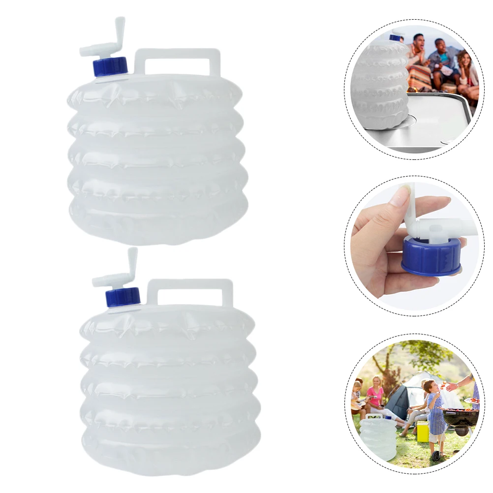 

2 Pcs Telescopic Bucket Water Bag Professional Collapsible Container Outdoor Foldable Storage Carrier Emergency Travel