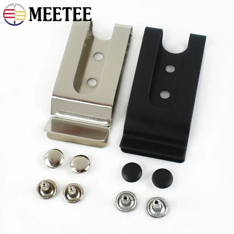 2/5/10Pcs Meetee Belt Clip Buckle Metal Sheath Clips Clasp Double Holes Spring Hook for Pockets Wallet Tape Buckles Hardware