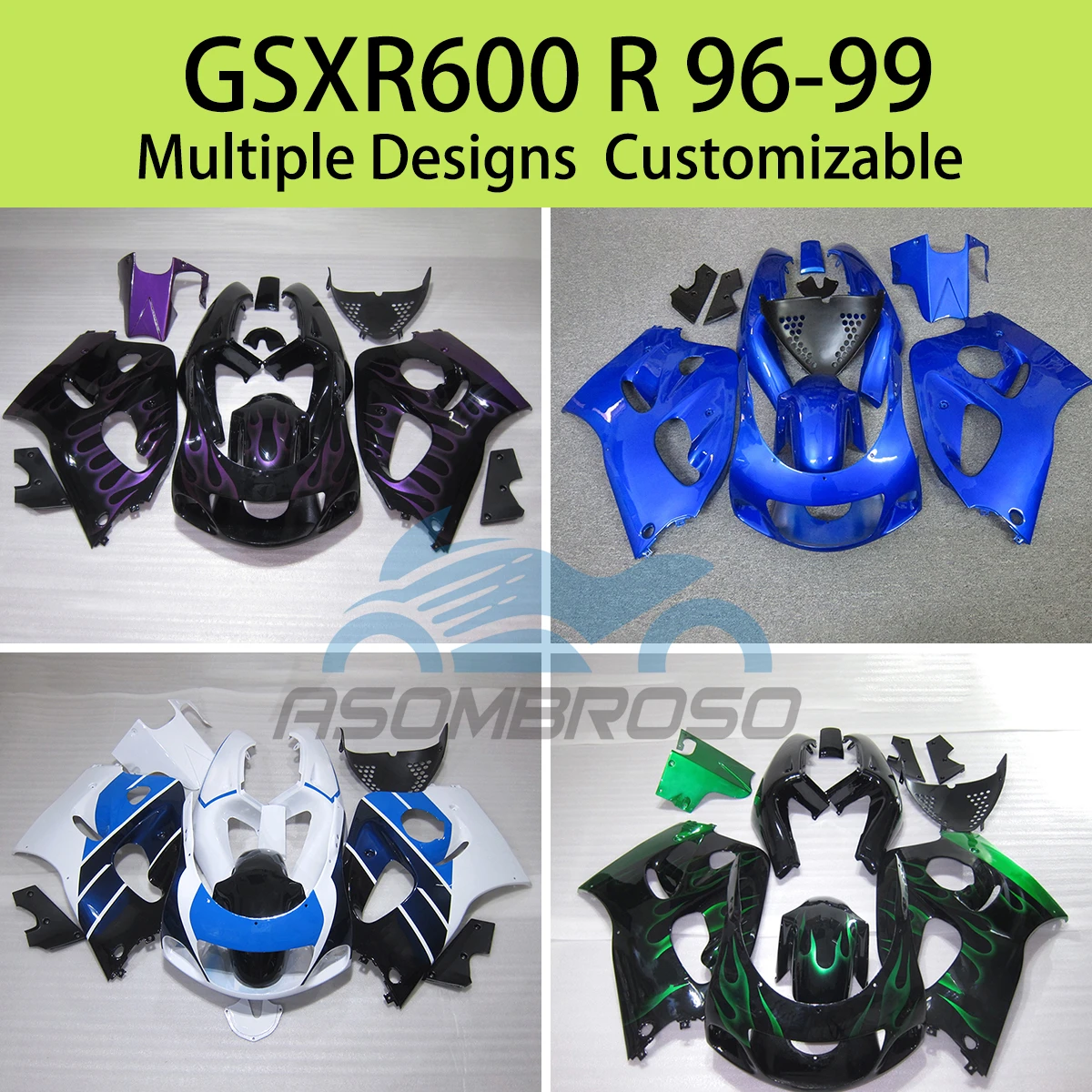 

GSXR 600 96 97 98 99 ABS Plastic Fairing Kit for SUZUKI GSXR600 R 1996 1997 1998 1999 Customizable Motorcycle Fairings