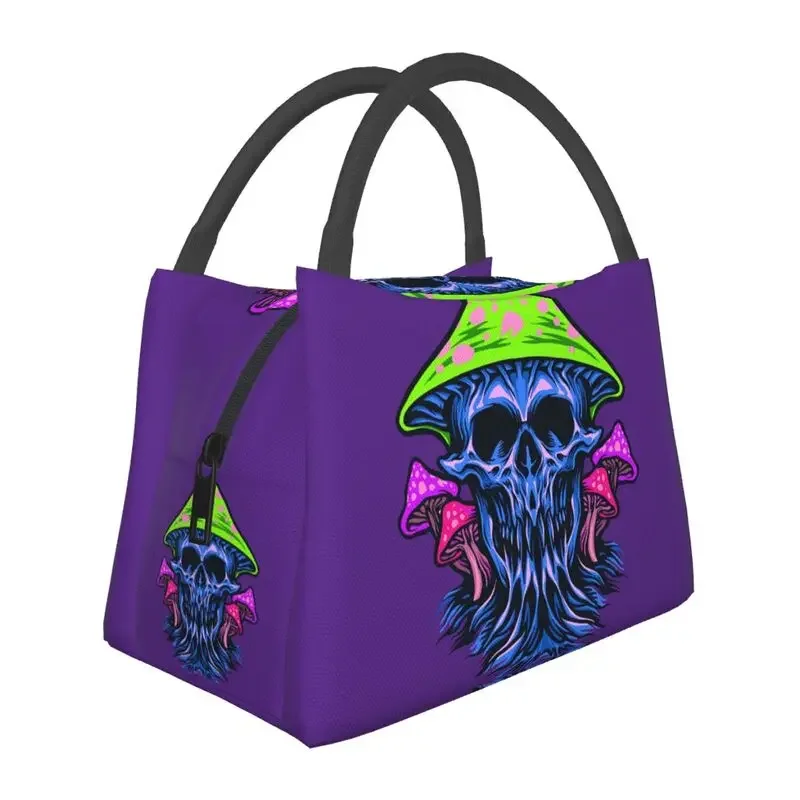 

Trippy Skull Magic King Shroom Portable Lunch Boxes Women Waterproof Psytrance Mushroom Cooler Thermal Food Insulated Bag