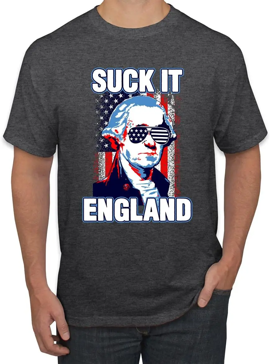 Suck it England Funny 4th of July George Washington Americana/American Pride Men's Graphic T-Shirt