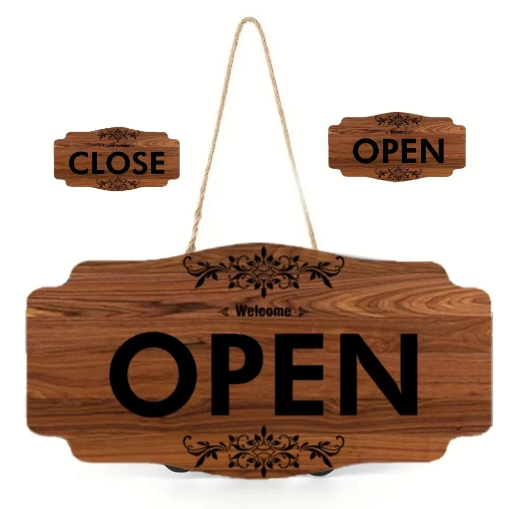 1pc, Rural Style Wooden Store Opening And Closing Business Logo, Double-sided Reversible, Come In We\'re Open Or Closed Store, Hu