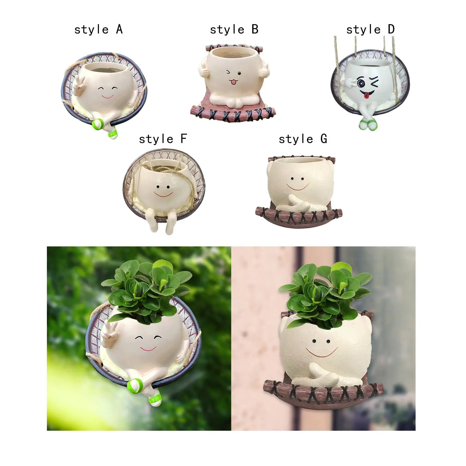 

Hanging Planter Smile Face Flower Pot Pendant for Living Room Home Balcony