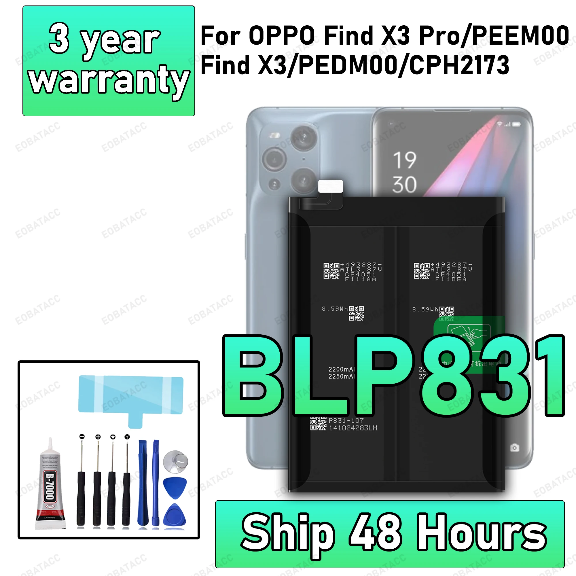 

100% New High Quanlity BLP831 Battery For OPPO Find X3 Pro/PEEM00/Find X3/PEDM00/CPH2173 Replacement Batteria Battery+Free Tools