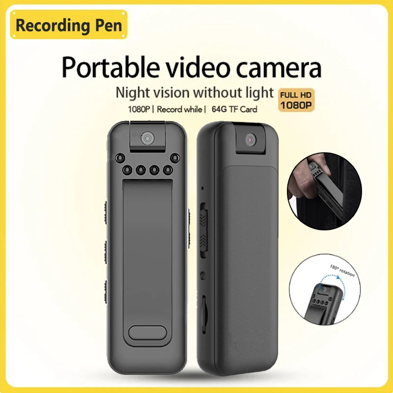 Mini Camera Full HD 1080P Micro Body Camcorder Night Vision DV Video Voice Recorder With 180 Rotating Len Smallest Camera