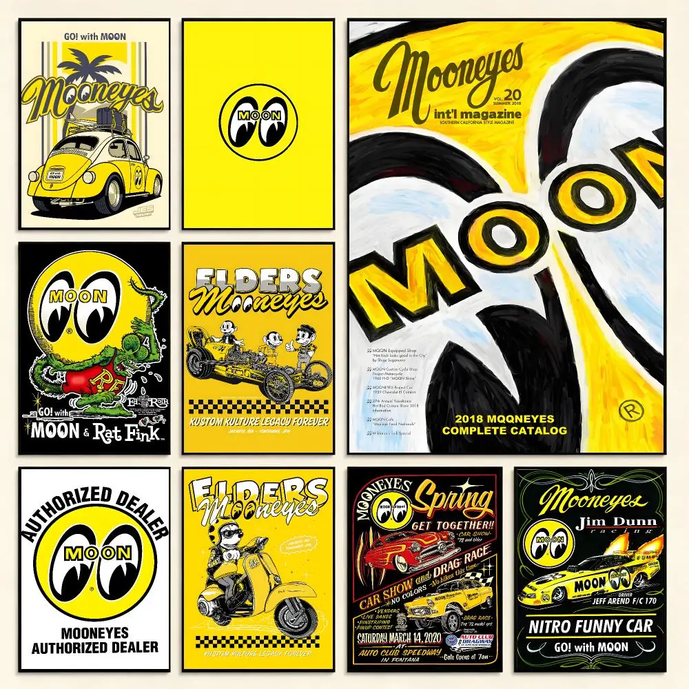 Retro Brand MOONEYES Poster Digital Solvent Print Waterproof PP Fade-Resistant Wall Art Room Decor Gift