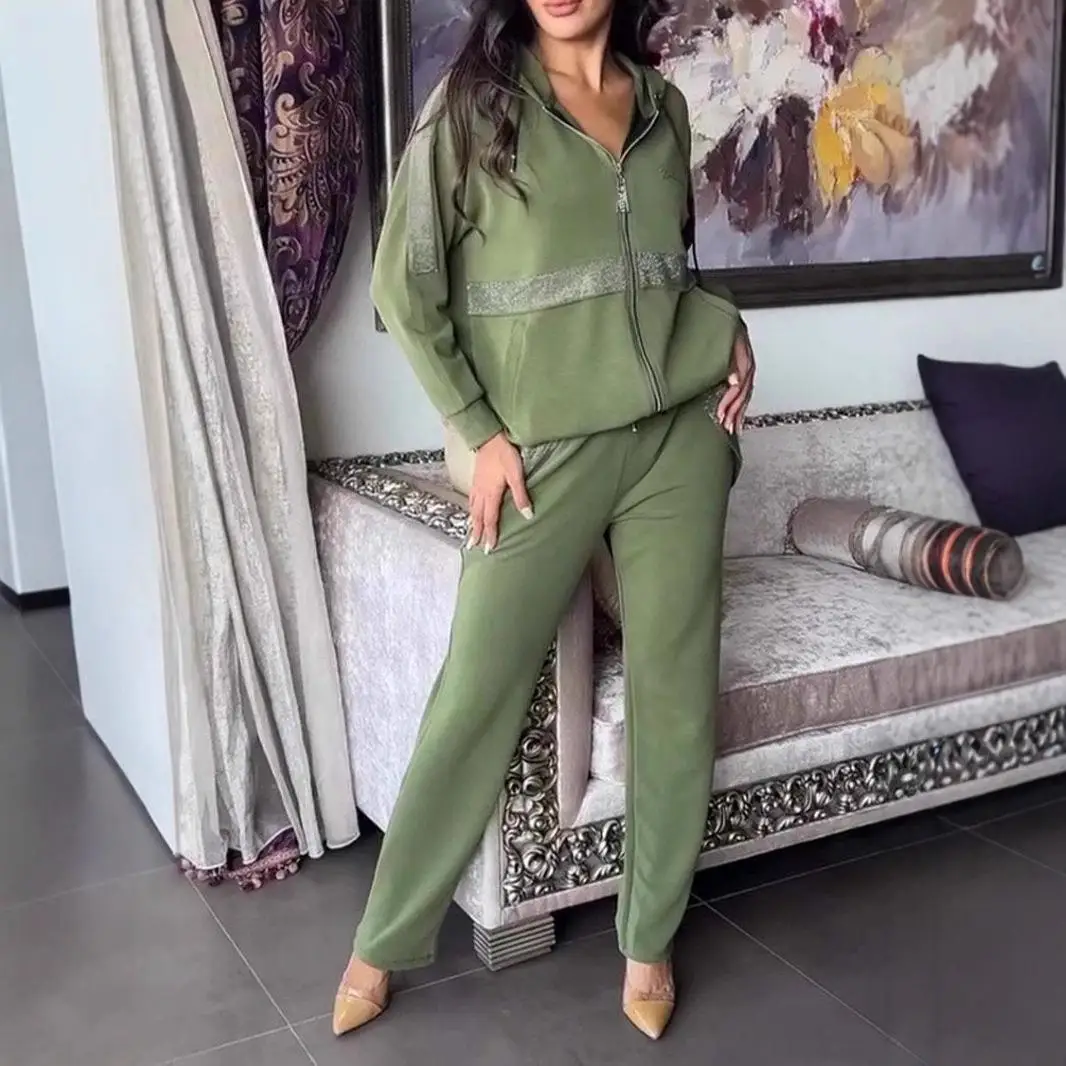 

Autumn Long Sved Long Pants Hoodie Women's Fashion Set Casual Style Winter Collection Three-Piece Suit Long Sleeves