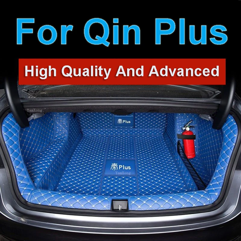 For BYD Qin Plus Car Trunk Mat   Styling PU Leather Trunk Protection Mat Catpet Interior Cover Part Pad Auto Accessorie