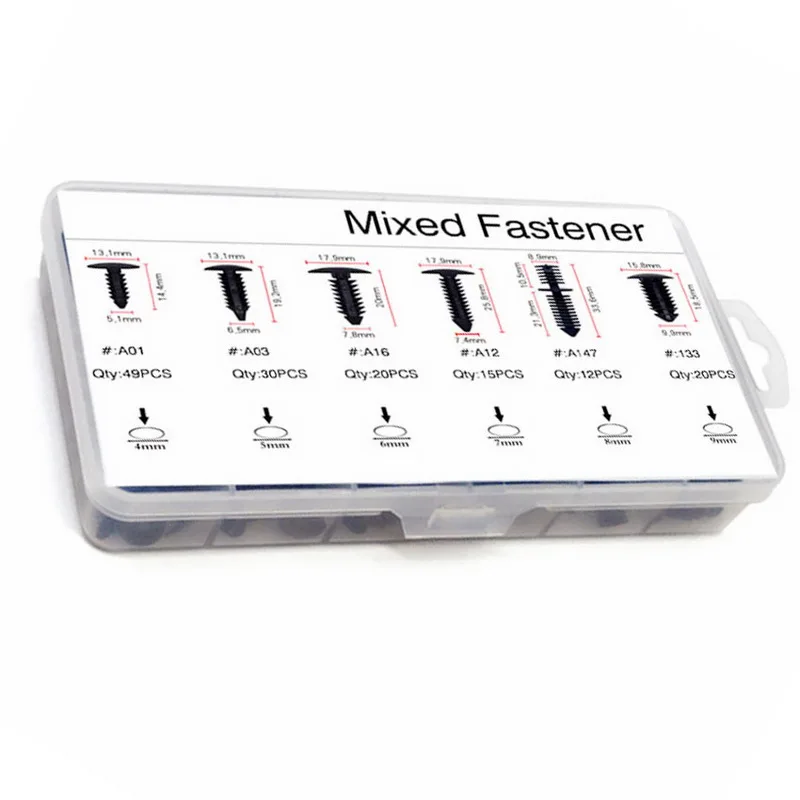 146-pecas-de-fixadores-universais-mistos-para-carro-grampos-e-rebites-em-caixa-para-fixacao-de-teto-e-porta-malas