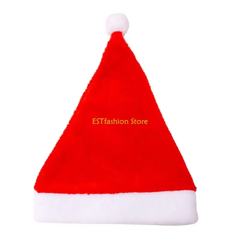 Y5GC Warm Plush Santa Hats Comfortable Travel Friendly Foldable Christmas Cap For Family Gathering Festival Event Dressingup