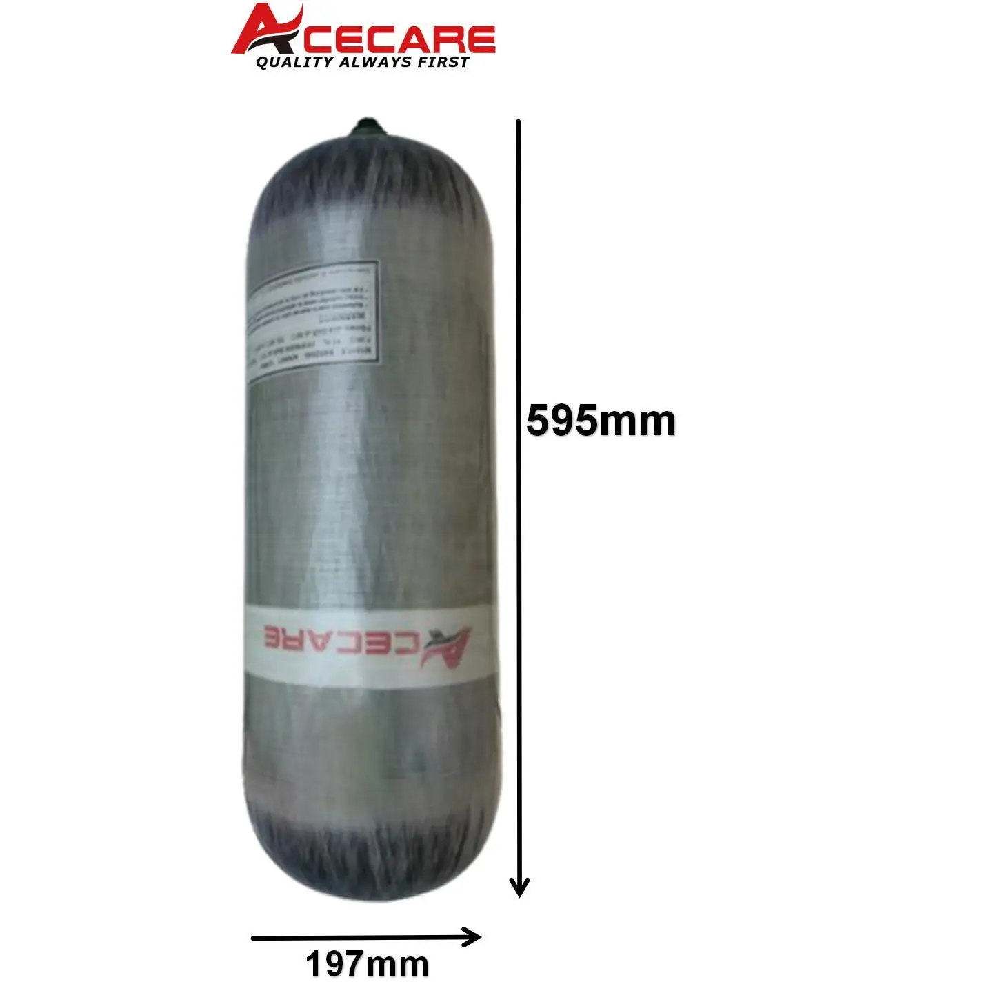 Acecare 12L CE Carbon Fiber Cylinder 4500Psi 300Bar 30Mpa High Pressure Tank HPA Tank Diving Bottle Scuba Tank M18*1.5