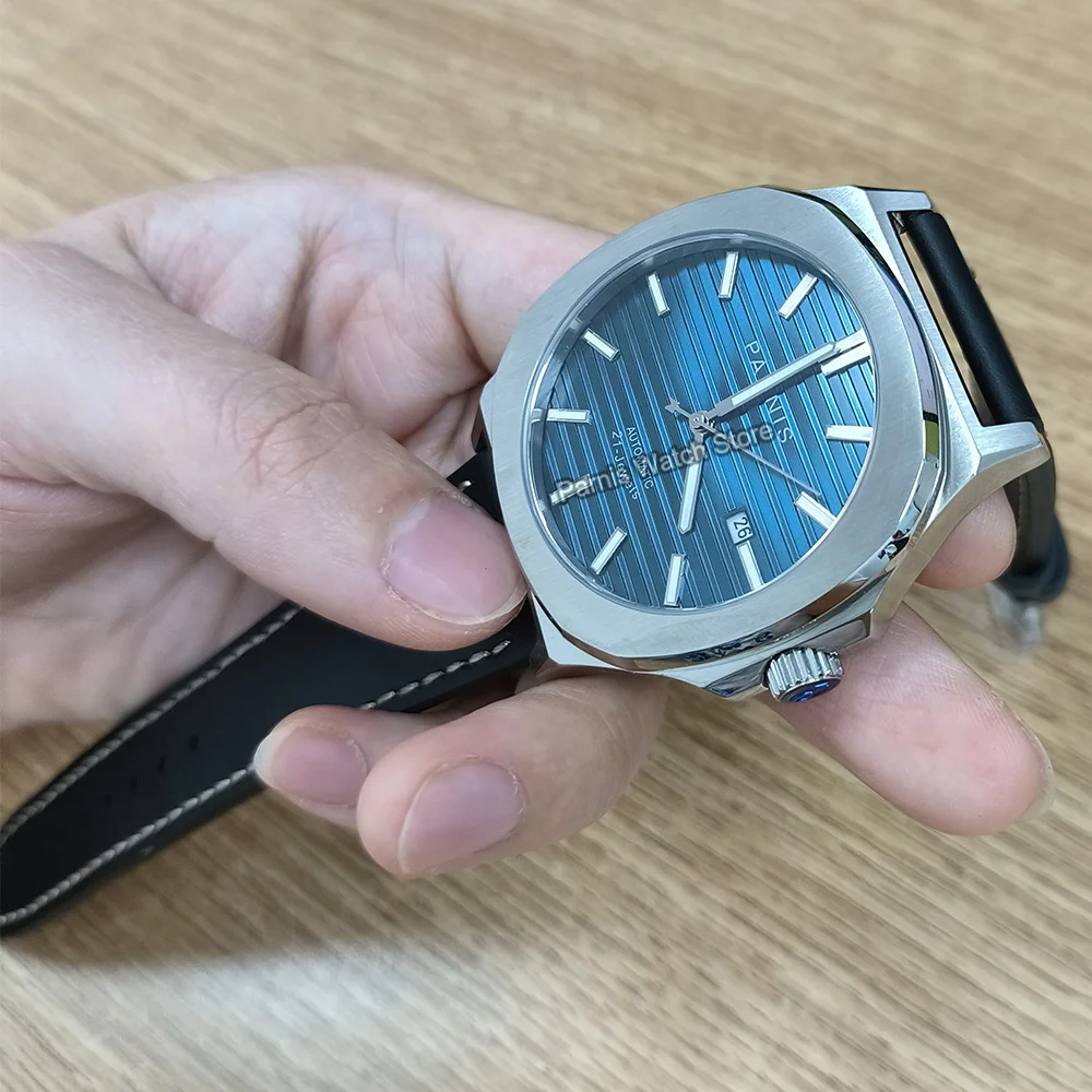 Parnis 42mm szafirowy kryształ Miyota8215 automatyczny męski chłopiec zegarek mechaniczny świecący znak