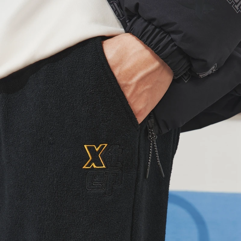 Xtep Knitting Trousers For Men  Winter Comfortable Everyday Pants Soft Outdoor Street Style Keep Warm Bottoms 876429630101