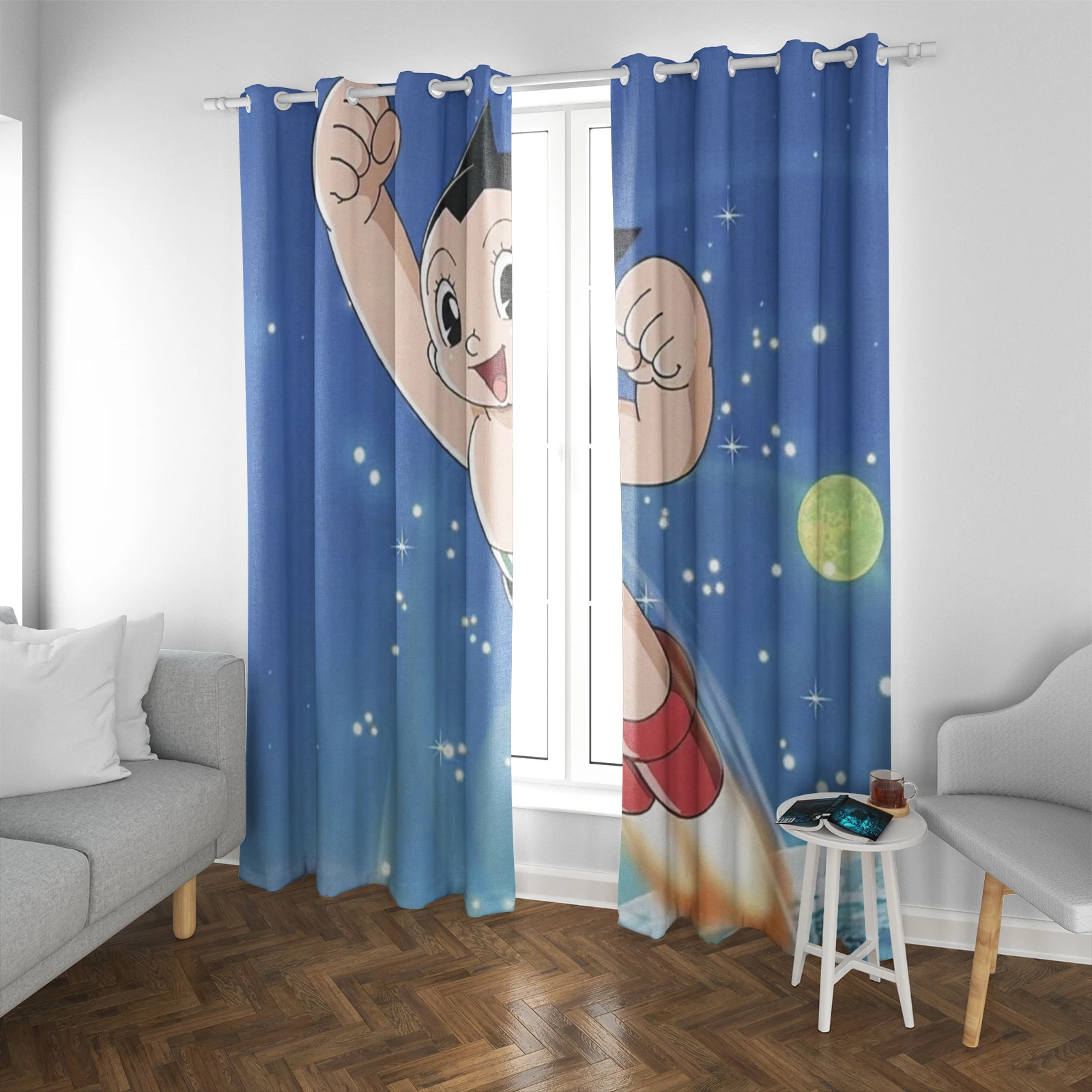 

Curtain Boy Cartoon 3D Print Bedroom Living Room Window Blackout Partition Style Home Decoration