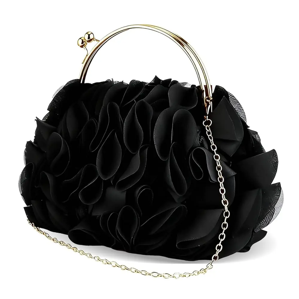 

Women Evening Clutch Bag Floral Satin Purses with Chain for Wedding, Party, Prom | Floral, Satin, with Chain, for Wedding, fo