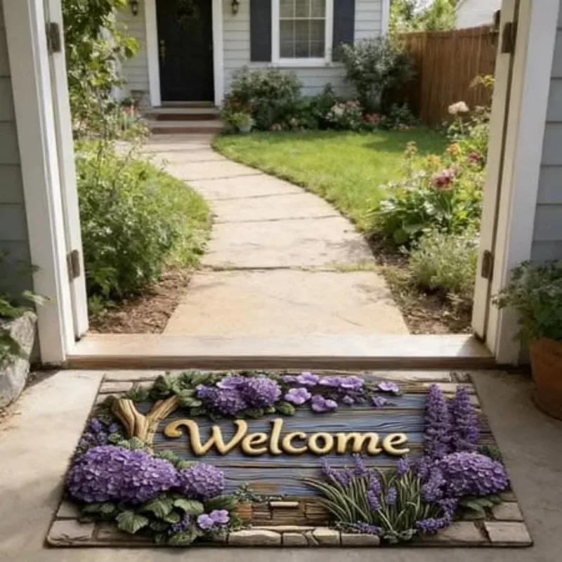 Tree Pebble Welcome Wire Loop Door Mat Good Vibes Only Text 3D Embossed Indoor Front Entrance Decorative Floor Rug Doormat