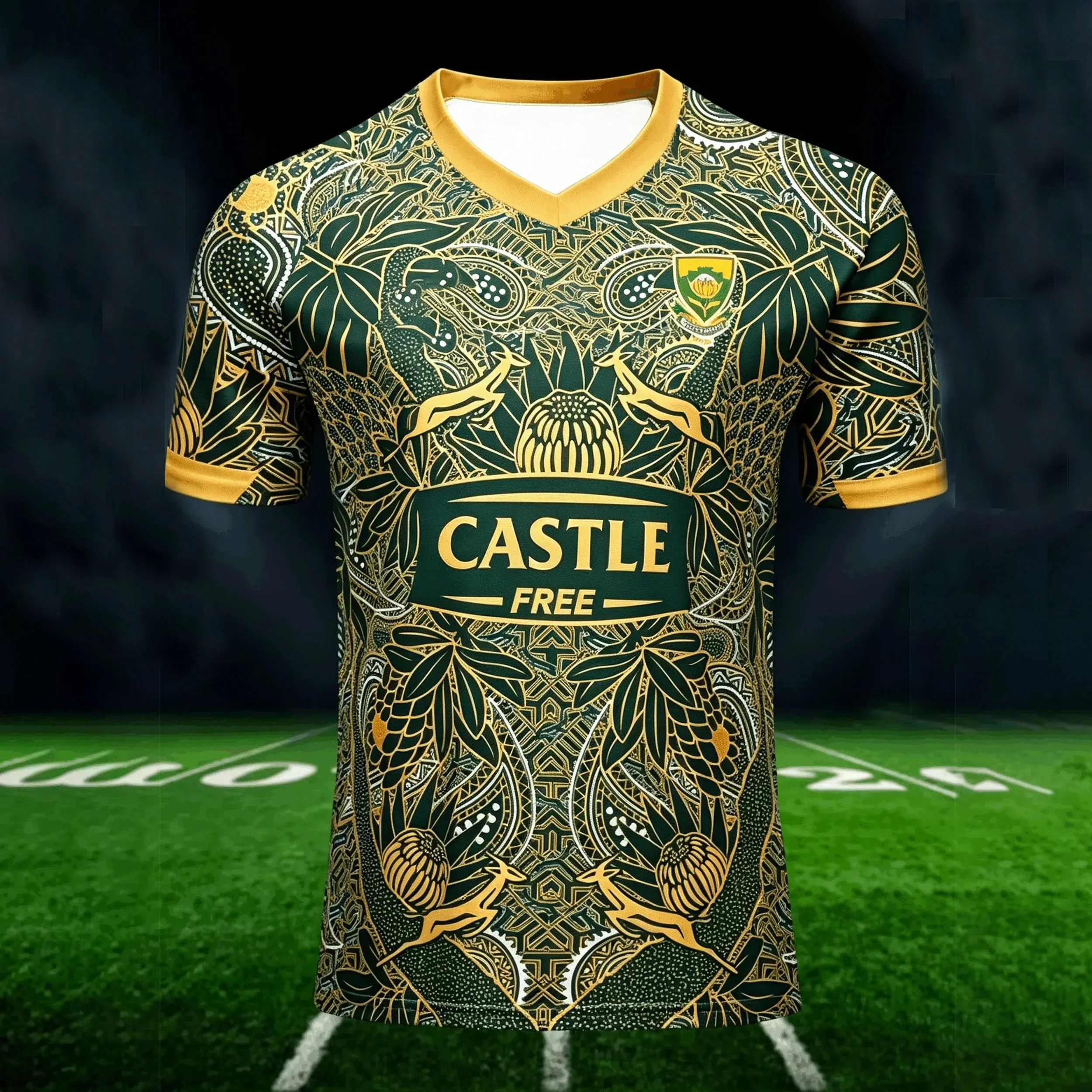 2026South African Rugby Jersey - Tribal Totem 3D Printed Short-sleeved Polyester Fiber Sports Training and Competition T-shirt