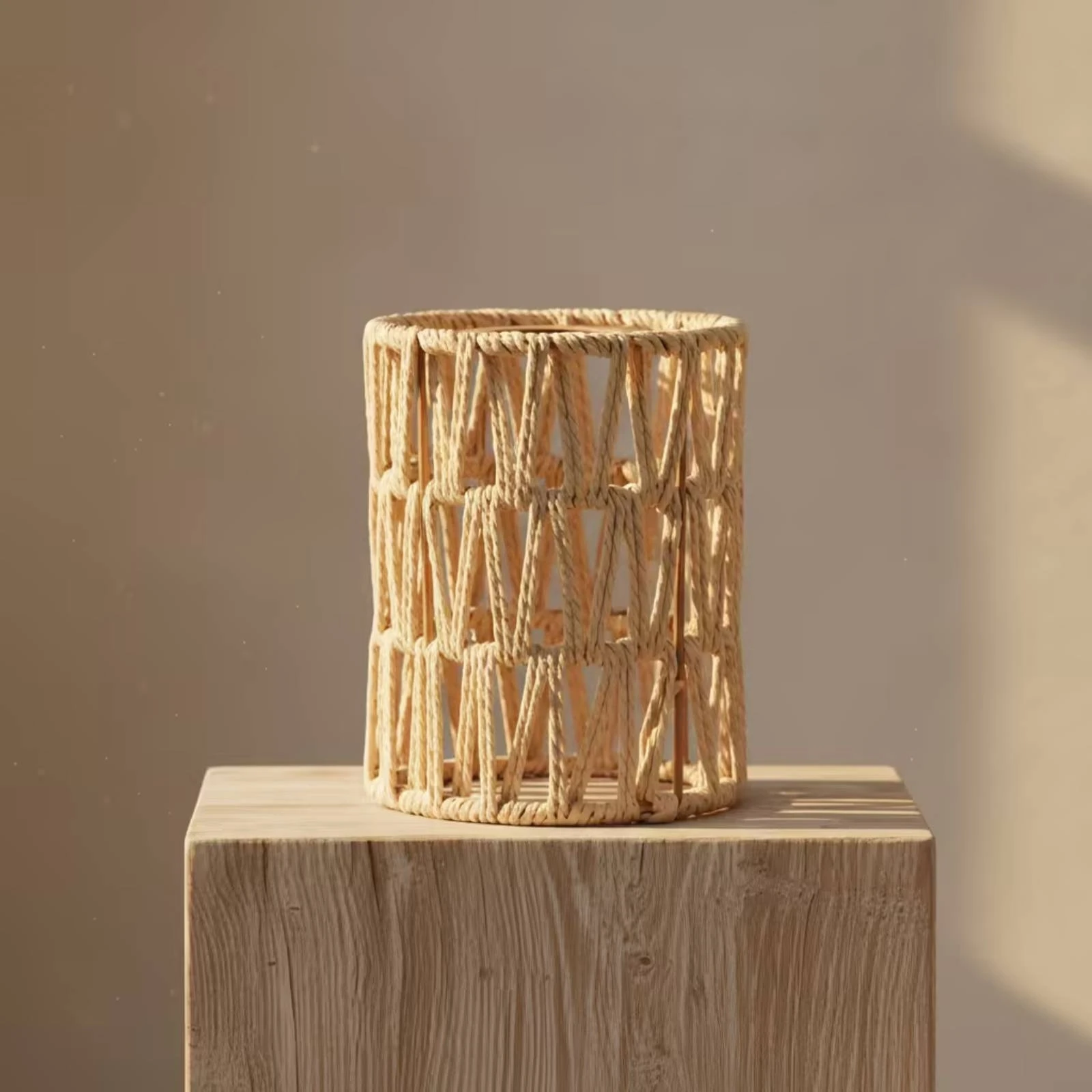 Paper Rope Lampshade Rustic Woven Lampshade Lamp Shade with Paper Rope Natural Bohemian for Guest Rooms, Cafes