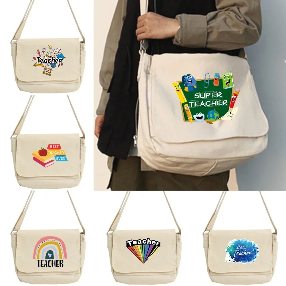 Korean Fashion Casual Big Bag Student School Bags for Teenage Girls Messenger Bag Teacher Printed Shoulder Crossbody Bags Women