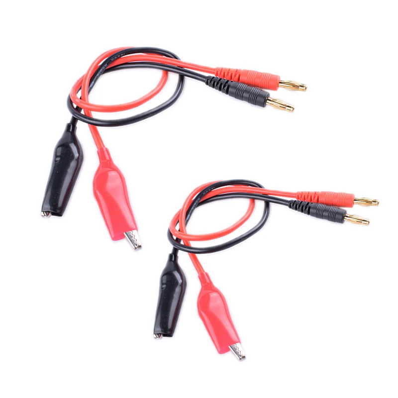 

1/2 Pcs Charge Lead Wire Adapter Crocodile Clips Red Black to 4.0mm Gold Plated Banana Plug Connector 14awg 30cm