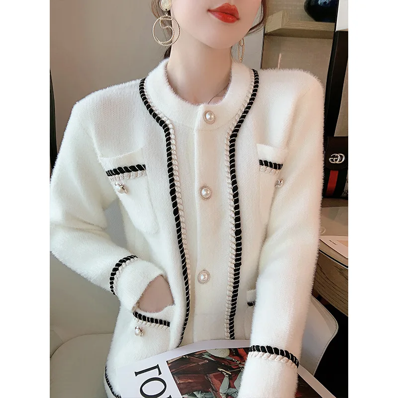 Xiaoxiang Knitted Sweater Cardigan Jacket For Women's Autumn 2022 New Fashion Style Mink Fur Versatile Top