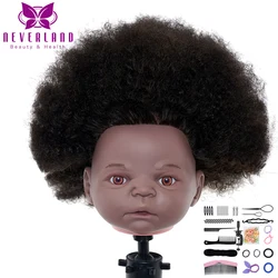 Varolmayan eğitim baş bebek 10 inç manken kafaları ile 100% İnsan saç Afro kıvırcık tarzı profesyonel kuaför kafa araçları