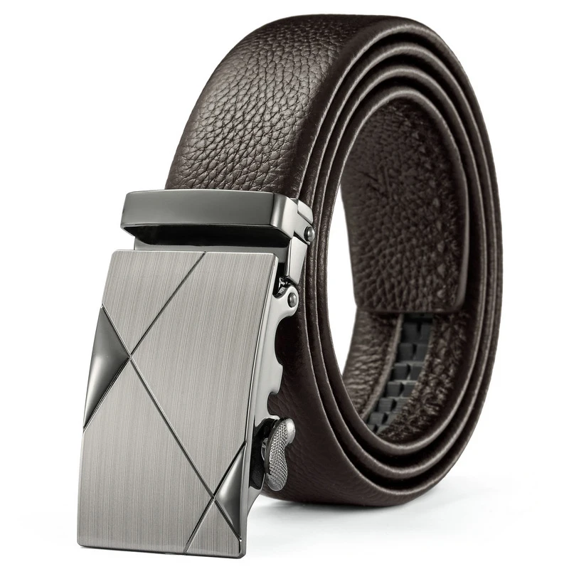 Men Belt Metal Luxury Brand Automatic Buckle Leather High Quality Belts for Men Business Work Casual Strap