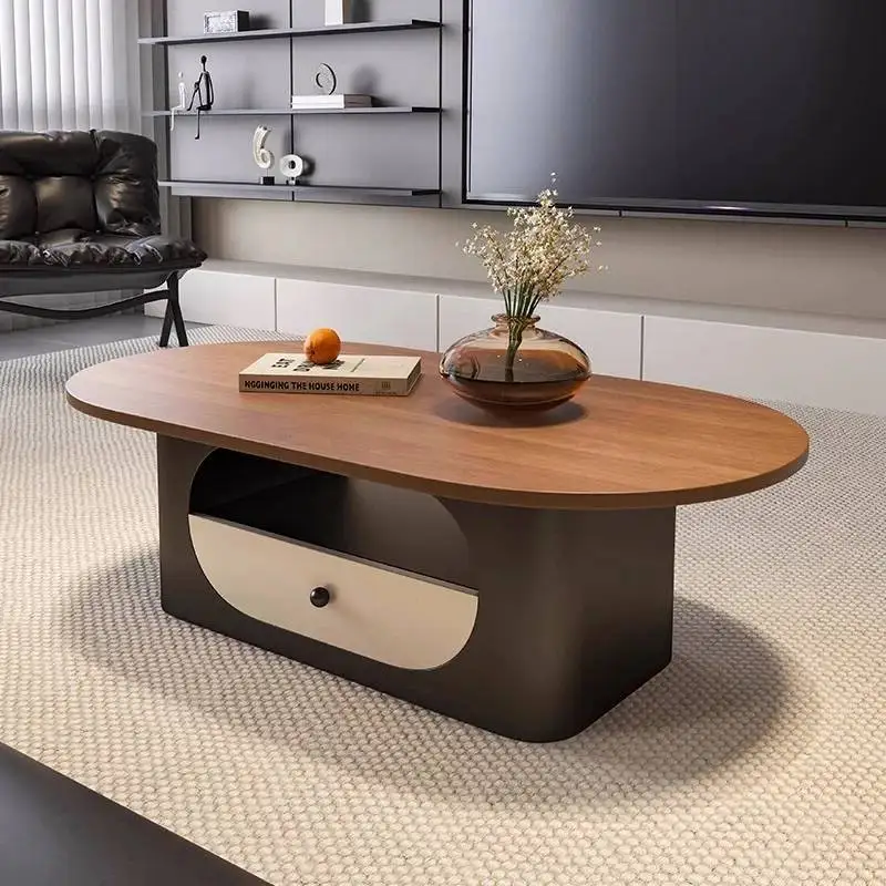 

Гламурный простой журнальный столик с ящиками, винтажный модный овальный журнальный столик, дизайн середины века, мебель для журнального столика для гостиной
