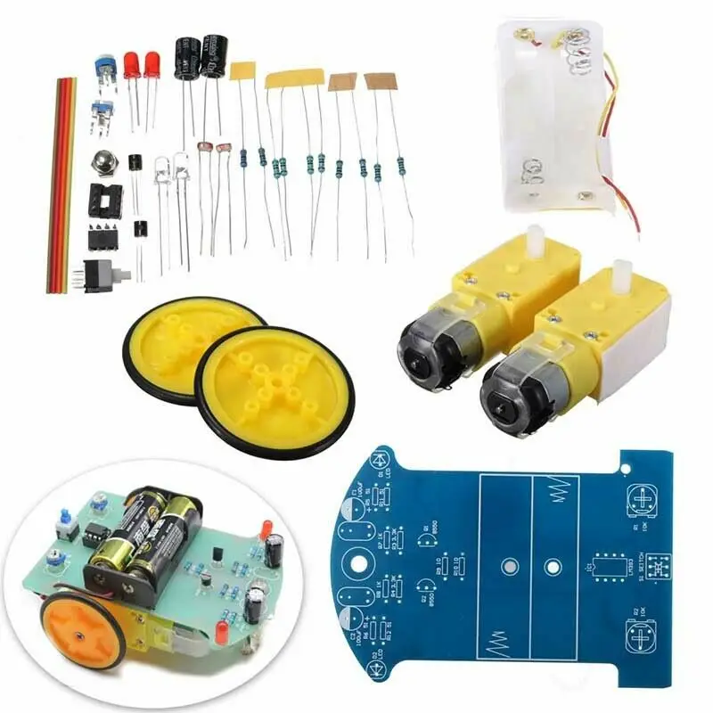 2WD for educational Robot Chassis Kit Featuring LM393 Photoresistor Sensor Circuit and Reduction Motors for Arduino Development