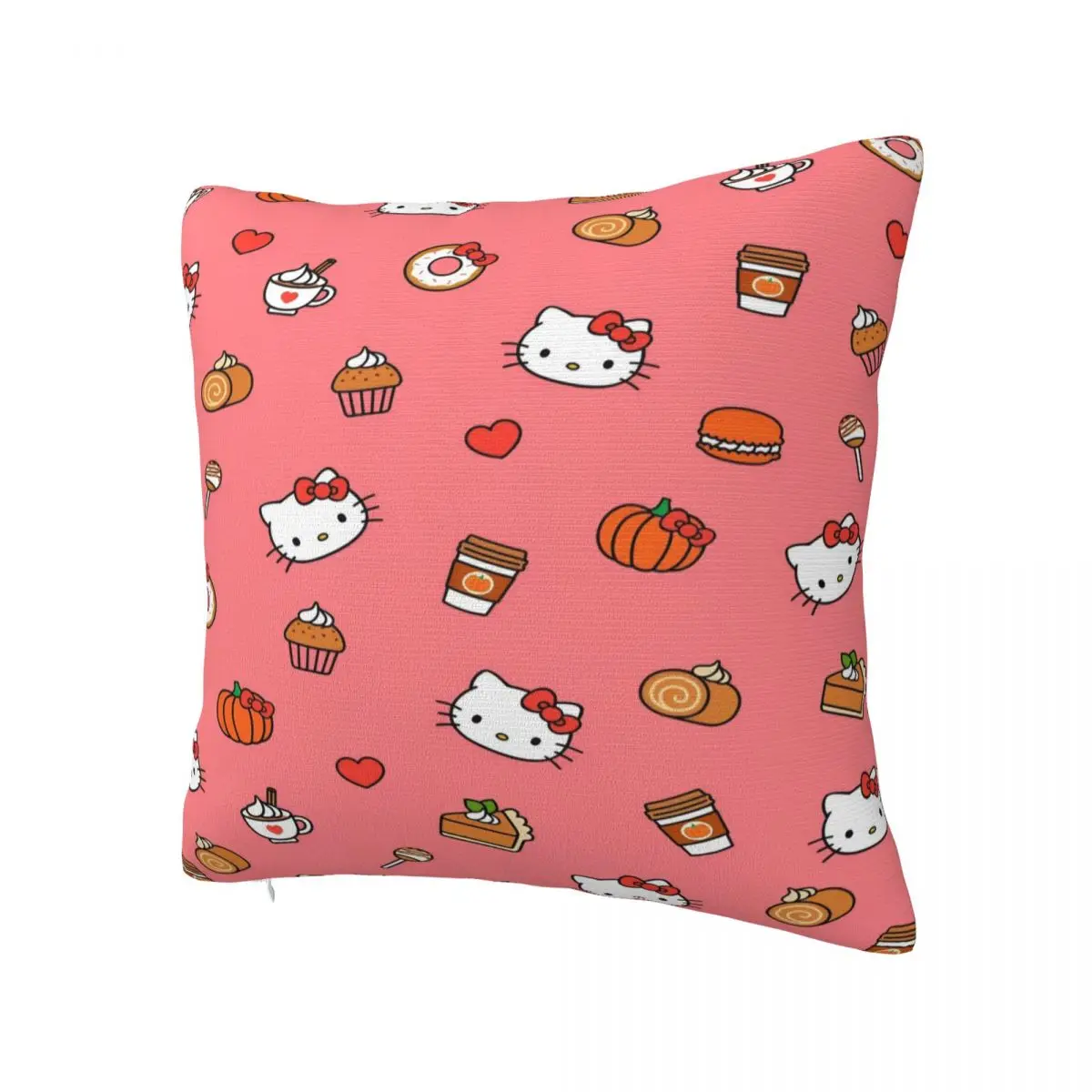 Soft Official Hello Kitty Pumpkin Cake Pillowcase Polyester Cushion Cover Decorative Pillow Case Cover Living Room Square 40cm