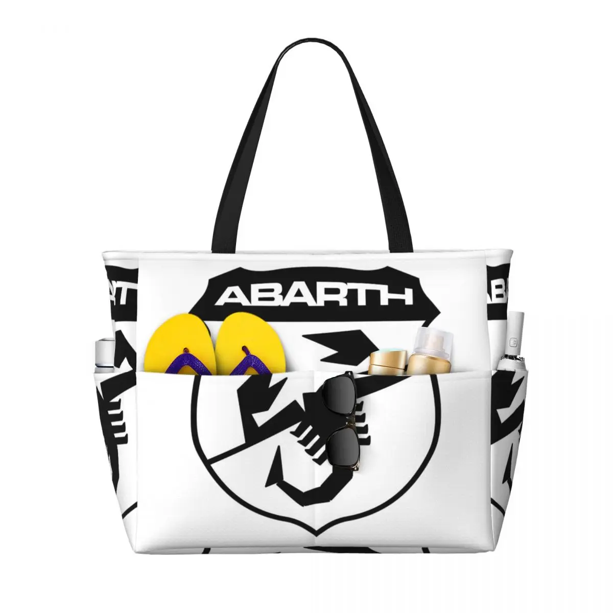 

Adesivo Scorpione Abarth Print Beach Tote Bag Sport Gym Yoga Duffle Large Tote Bag Women Travel Bag Fitness bag
