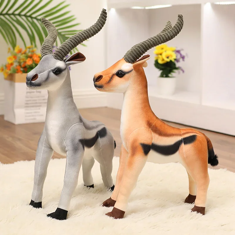 Hot Sale Cartoon Antelope Plush Toys Realistic Stuffed Soft Wild Animals Toys For Boys Girls Gift   Decor