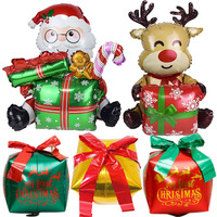 Christmas Decor Balloon Sitting Santa Claus Deer Gifts Box Balloon Merry Christmas Party Decor Kids Favor Christmas Gifts