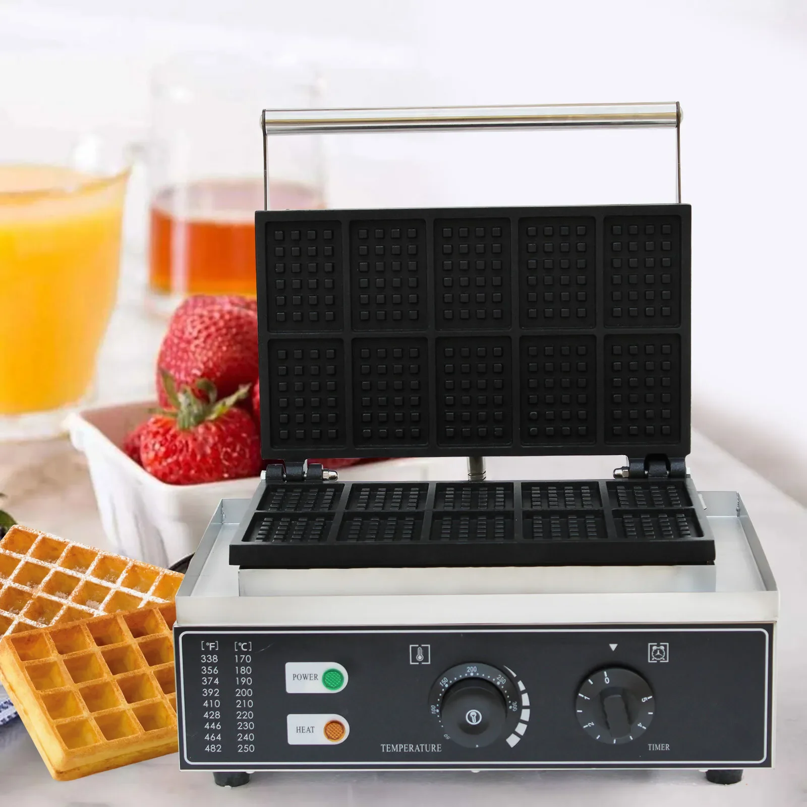 Commercial Square 10 Slice Waffles Maker Baking Machine Stainless Steel Nonstick