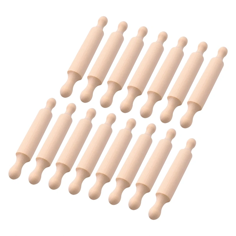 

15 Pieces Wooden Mini Rolling Pin 6 Inches Long Kitchen Baking Rolling Pin Small Wood Dough Roller For Children Fondant