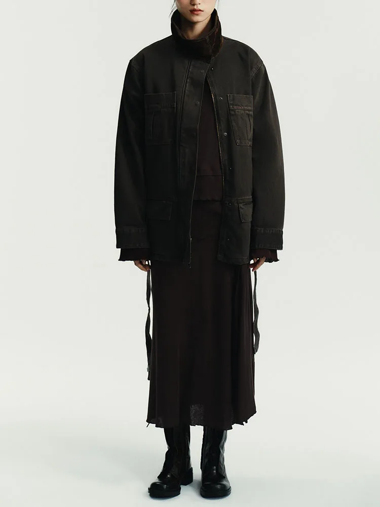 

Высококачественная женская зимняя новая юбка-миди с разрезом ZA2025 Юбки из мягкого материала f-длины Faionable And Ele