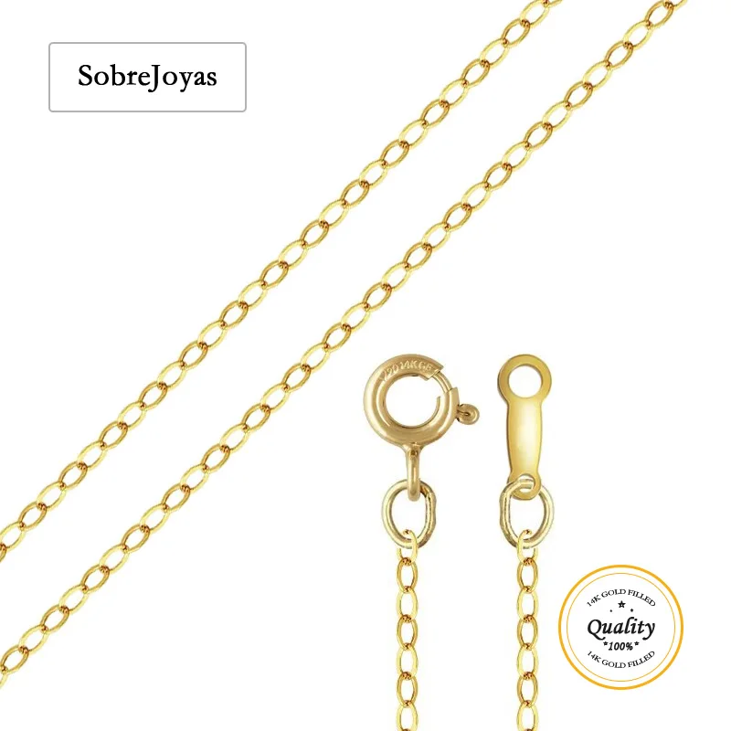 Flat Cable Chain Necklace 14K Gold Filled 1.3MM Chain 40/45cm Necklace Gold Jewelry Wholesale Gold Filled Women Jewelry