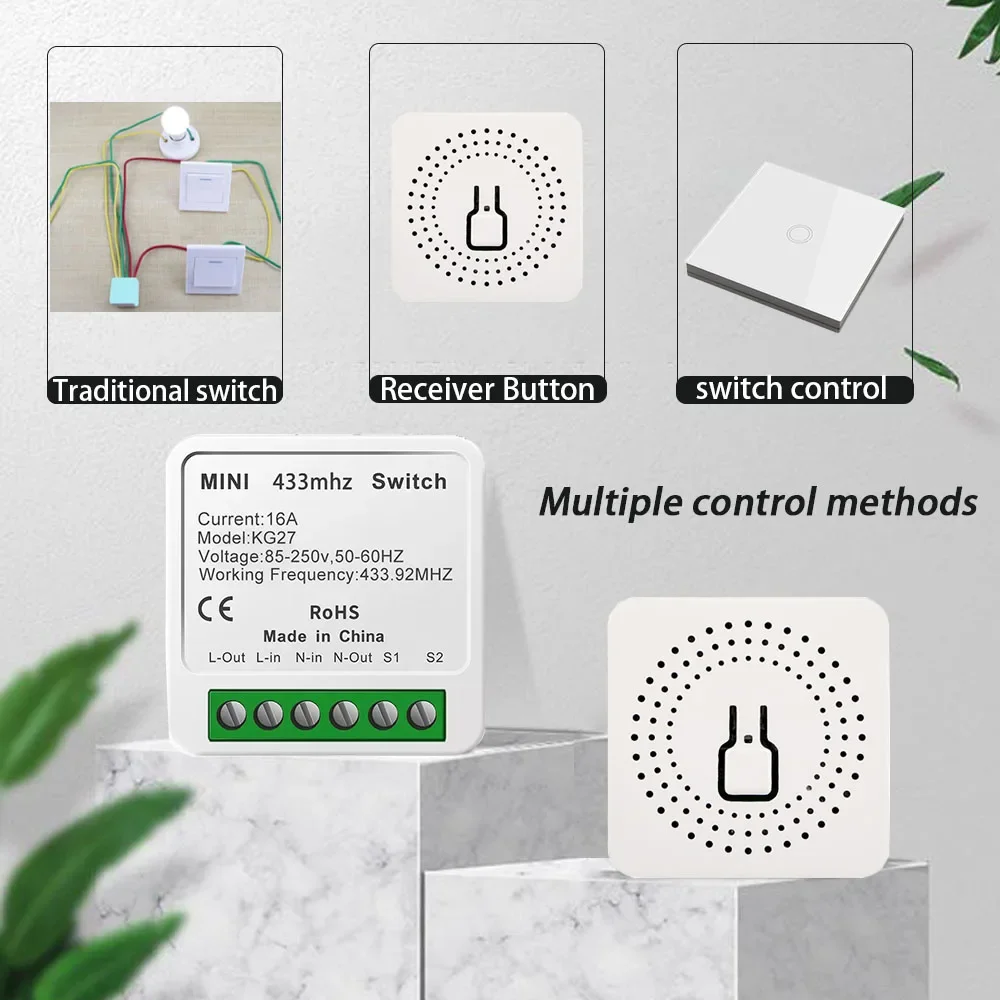 Wireless Push Button Switch 433mhz Rf Interruptor 16A 220V Mini Time Relay Support 2 Way Control,Smart Switch for Home Appliance