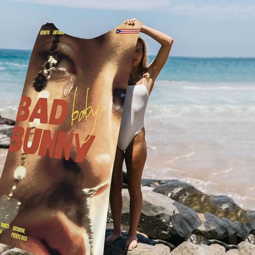 Hip Hop Rapper Bad Bunny Microfiber Beach Towel Absorbent Quick dry Soft Yoga Swimming Resort Mountain Climbing Towel