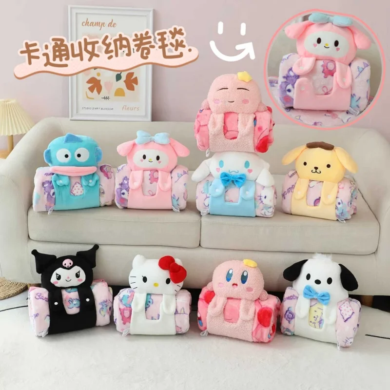 

Милое одеяло Sanrio Kuromi My Melody Cinnamoroll, одеяло с мультяшным принтом, портативное дорожное одеяло, одеяло для сна для офиса и спальни