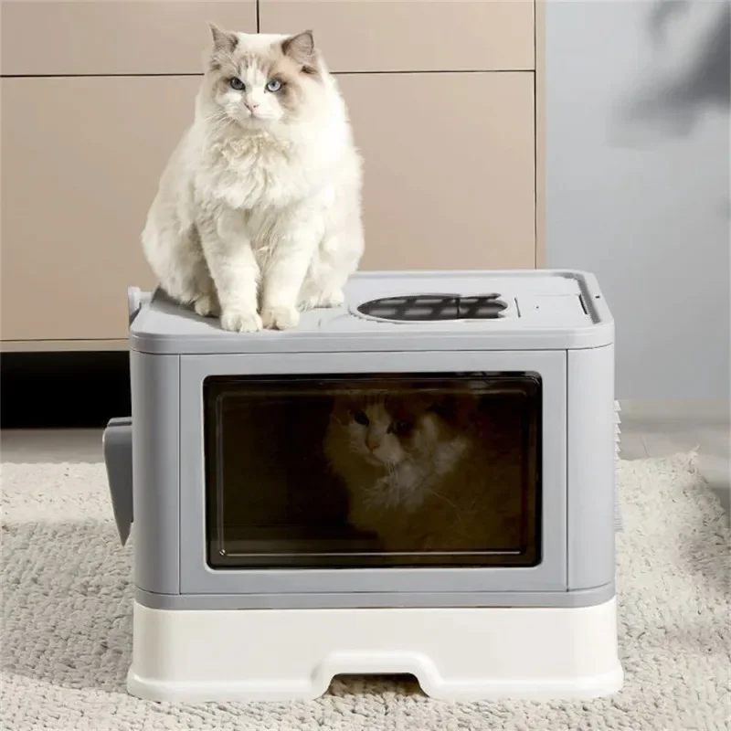 

Большой туалет для домашних животных, кошачья коробка, ящик для поддонов, верхний вход