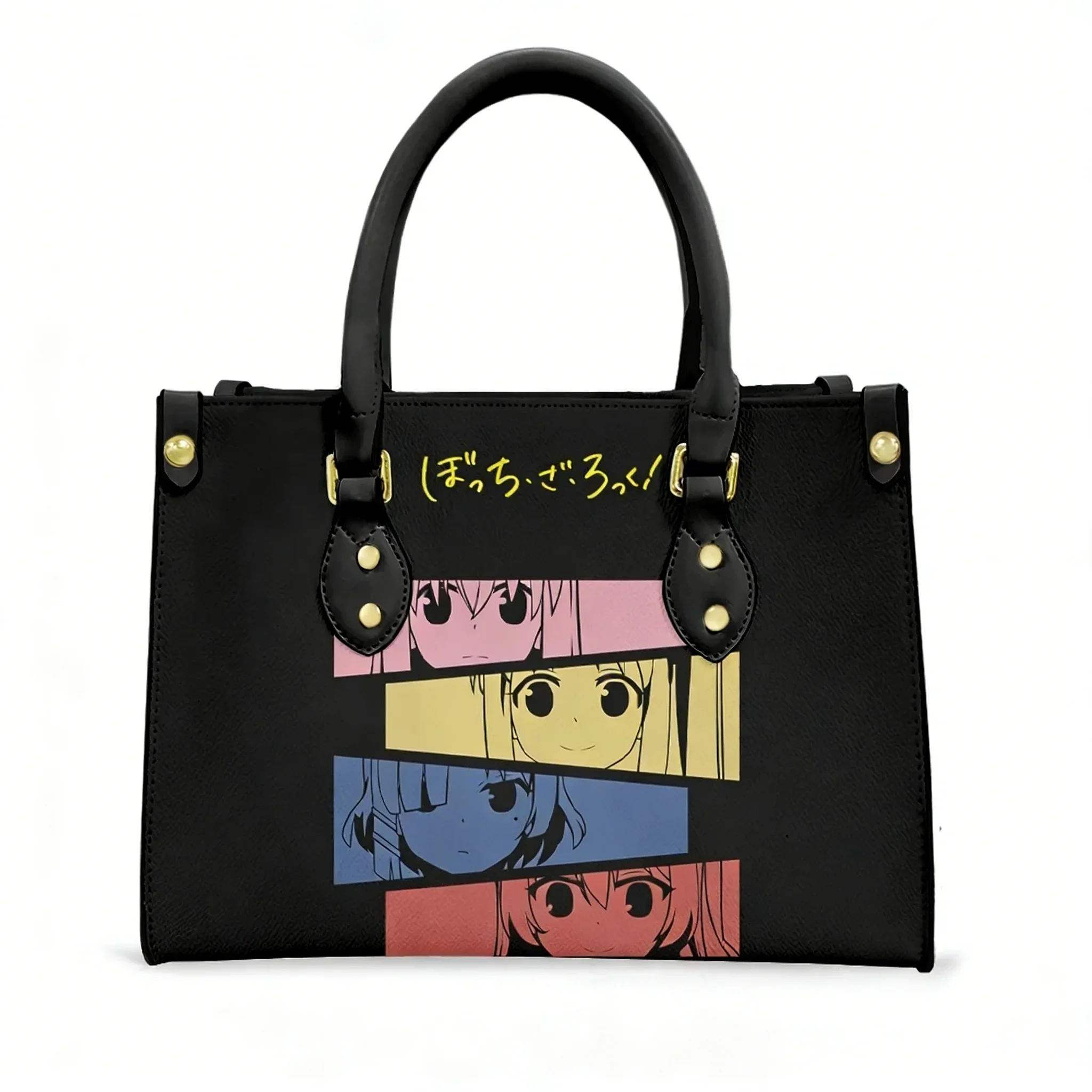 Bocchi the Rock Tote Bags Purse Womens Mens Personalized Text Image PU Leather Customized Handbags Commuter Shopping Gift Bags