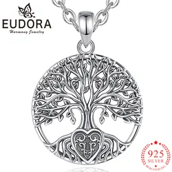 Eudora New 925 Sterling Silver Tree of Life Necklace Heart Vintage Pendant Wicca Jewelry Exquisite Party Gift for Men Women