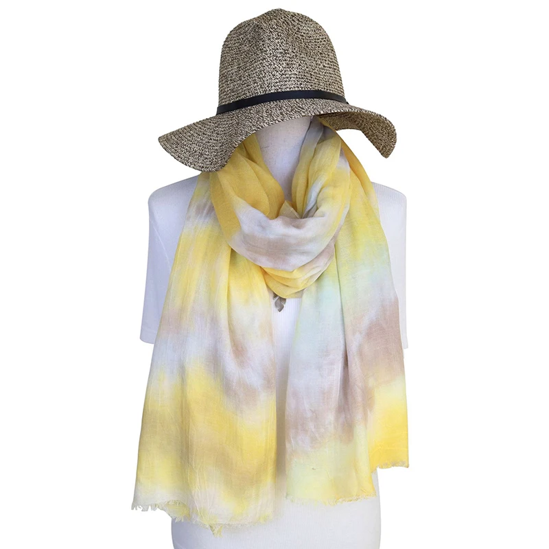 Полосатый градиентный хиджаб, женский хлопковый хиджаб, шарф, оптовая продажа, мусульманский хиджаб ручной работы с принтом тай-дай, исламский платок, шали 190x90 см