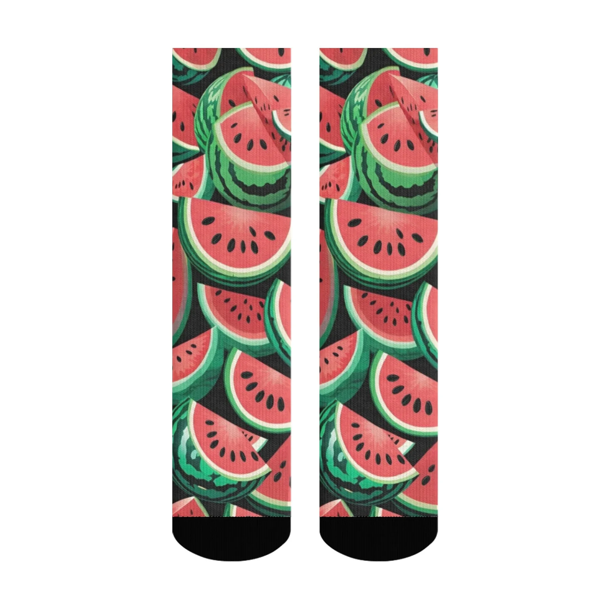 Retro Food Style Men's Crew Socks Vintage Watermelon Fruit Print Warm Cartoon Soft Comfortable Socks for Casual Street Wear